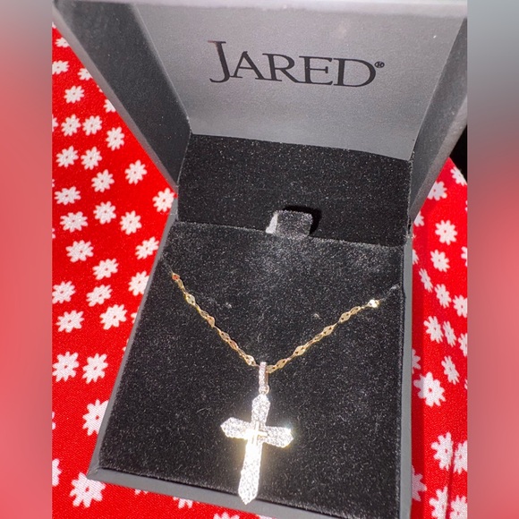 Jared Gold and Silver Cross Pendant Necklace NEVER USED - Picture 1 of 6